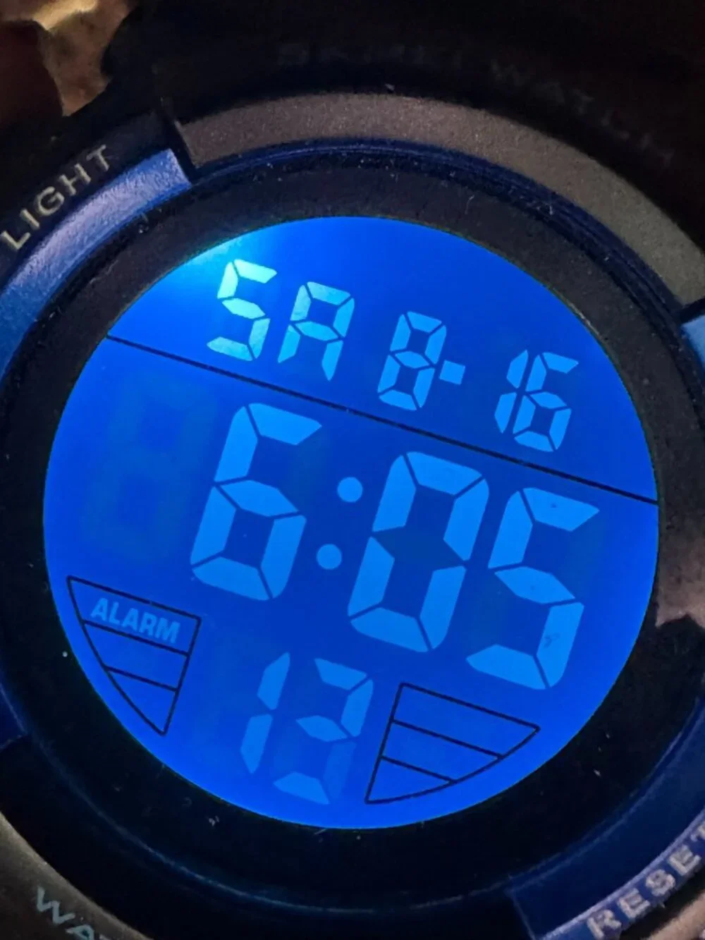 Skmei Digital Watch Men Black Blue Round 43MM Backlight New Battery